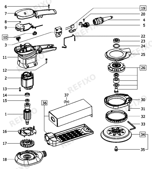 Festool ES 1505 EQ 230 V - Exenterschleifer 491897 — схема запчастей