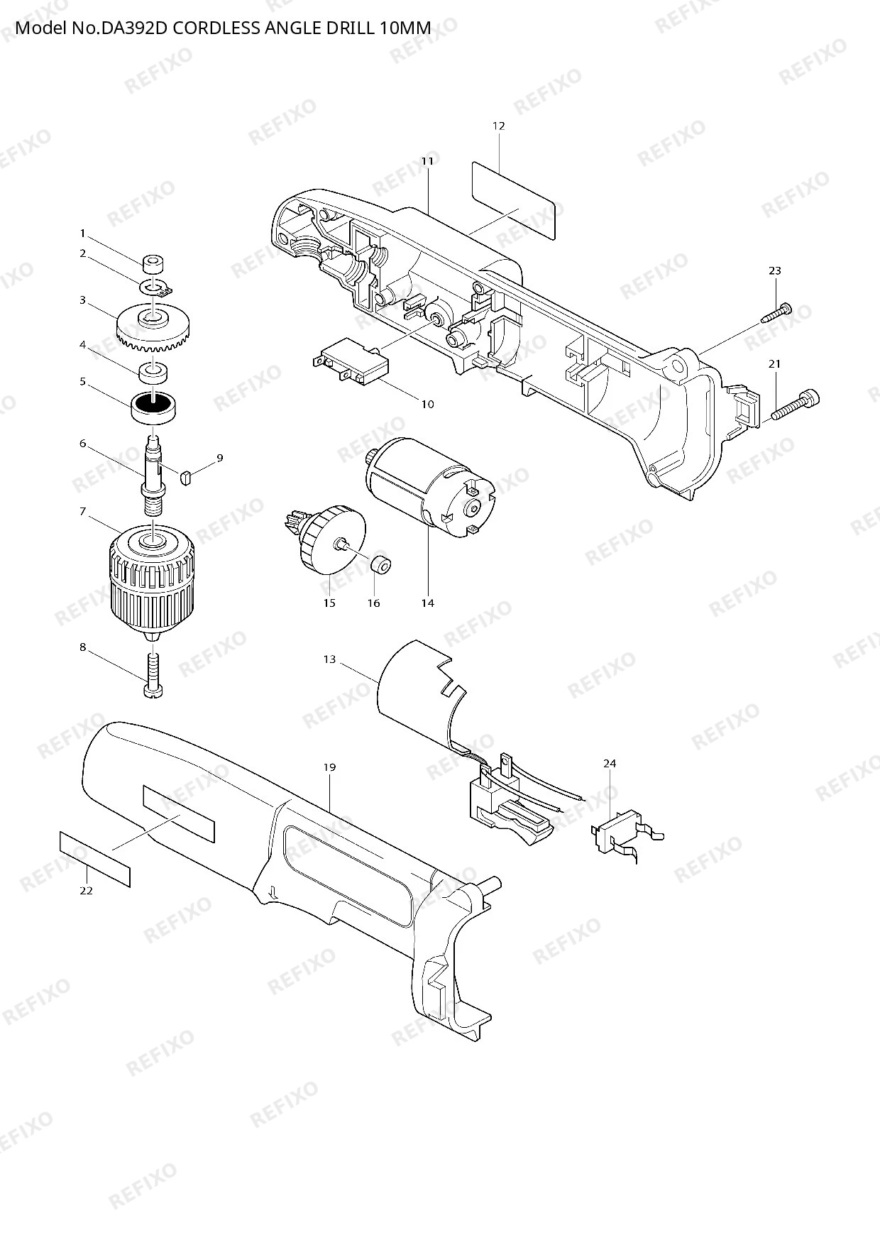 MAKITA DA392D — схема запчастей