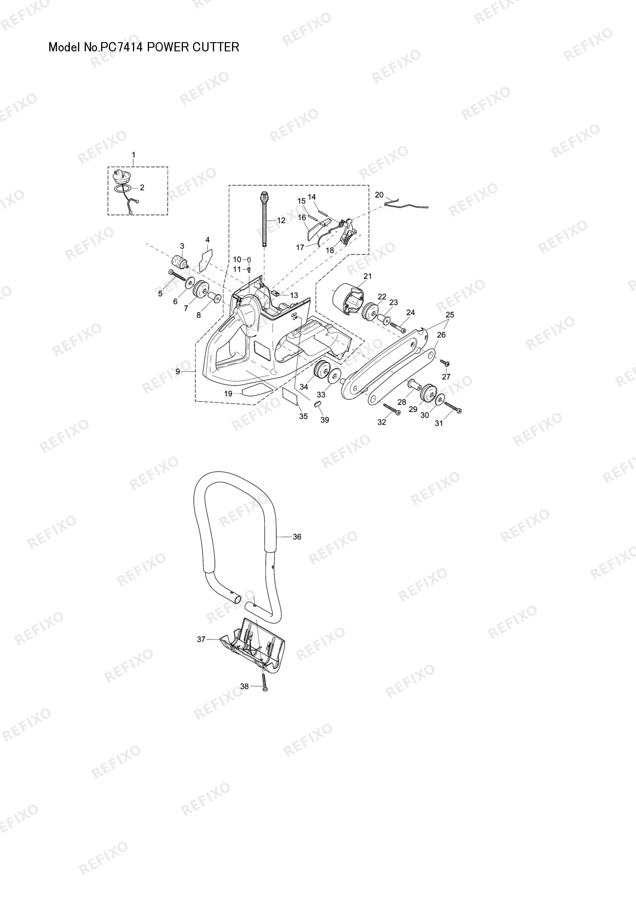 MAKITA PC 7414 — схема запчастей