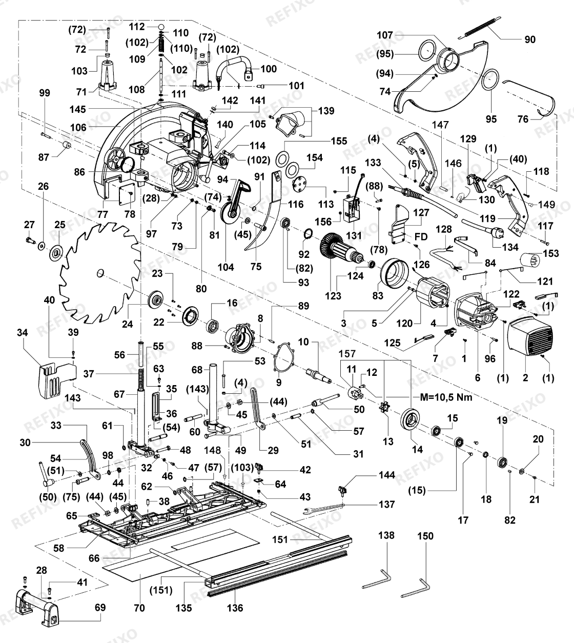 Festool 2137 строительная дисковая пила или CSP 165 E PROTOOL — схема запчастей