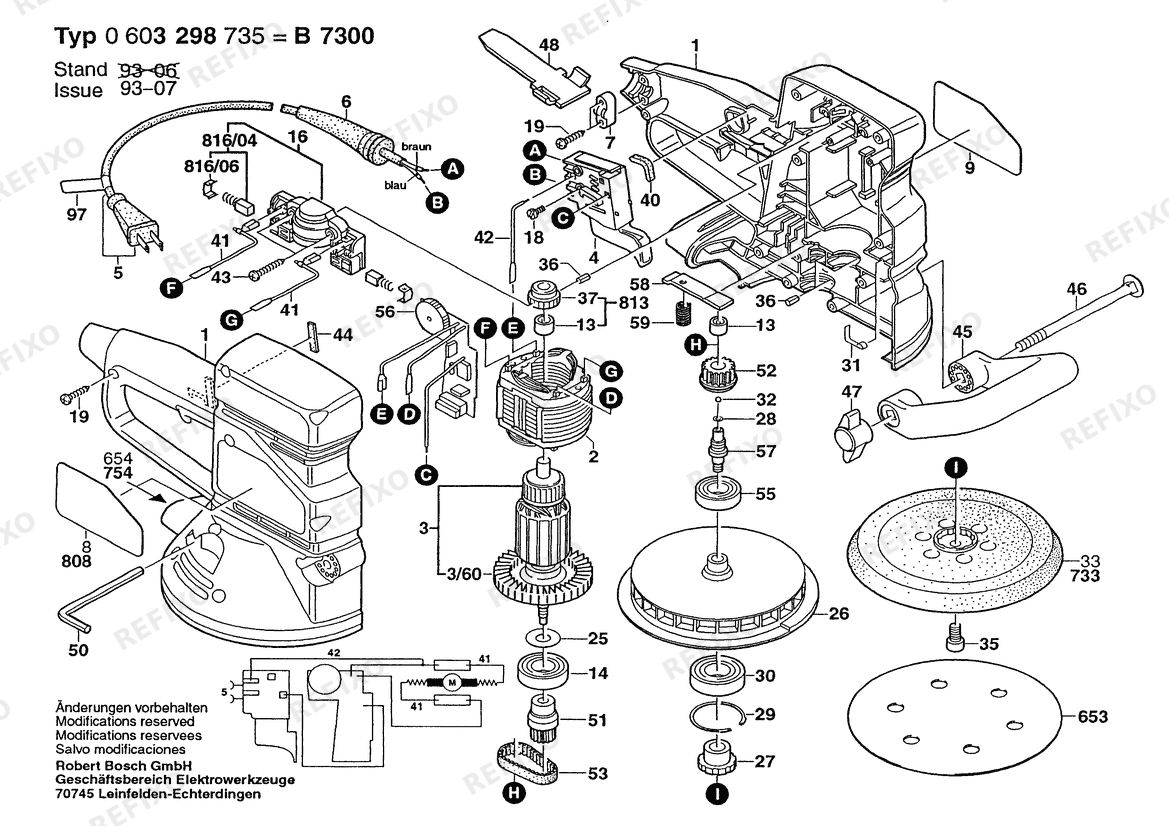 Bosch Эксцентриковая шлифмашина PEX 15 AE | 120 V | 061 - US (0 603 298 735) — схема запчастей