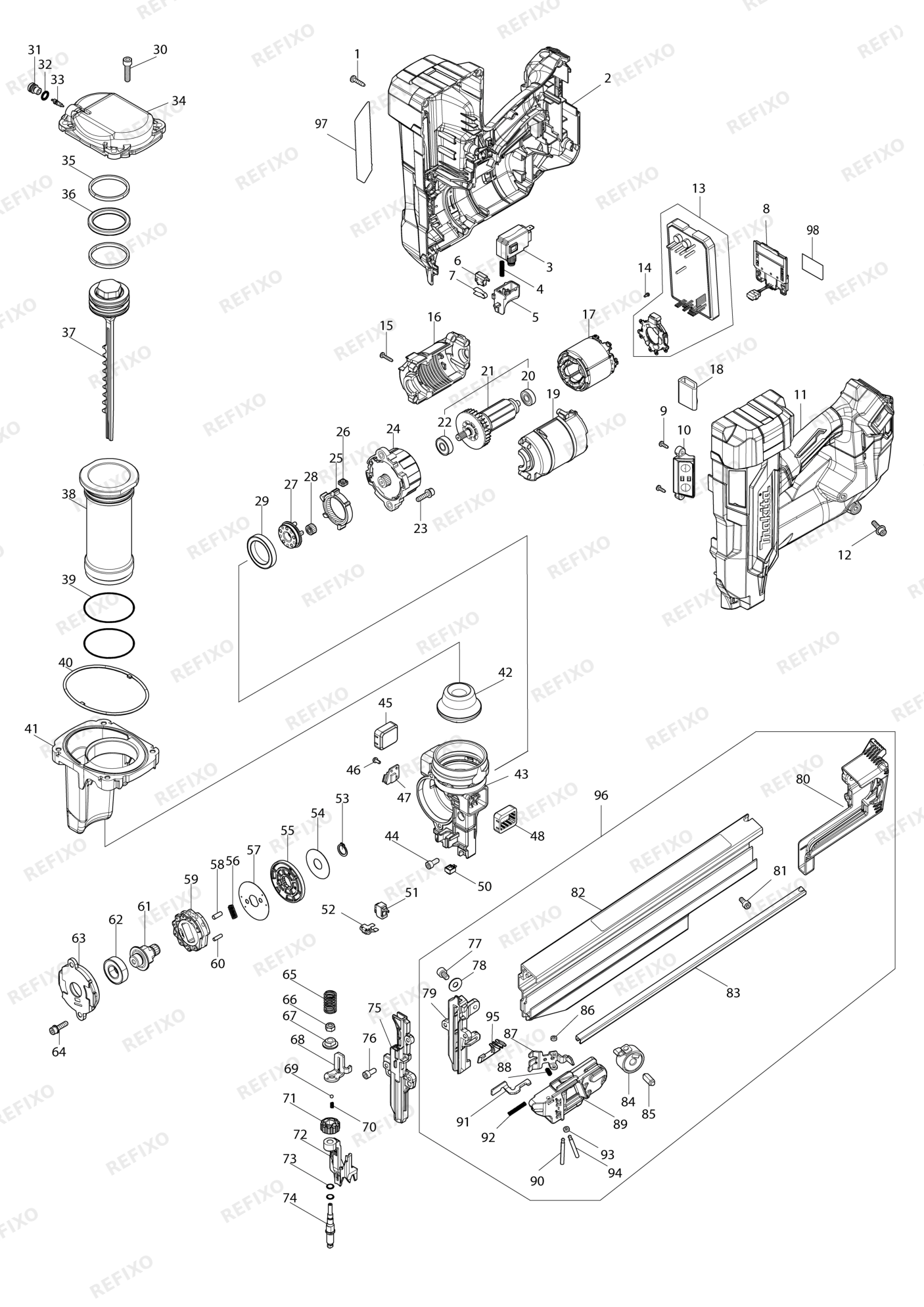 MAKITA BN002G — схема запчастей