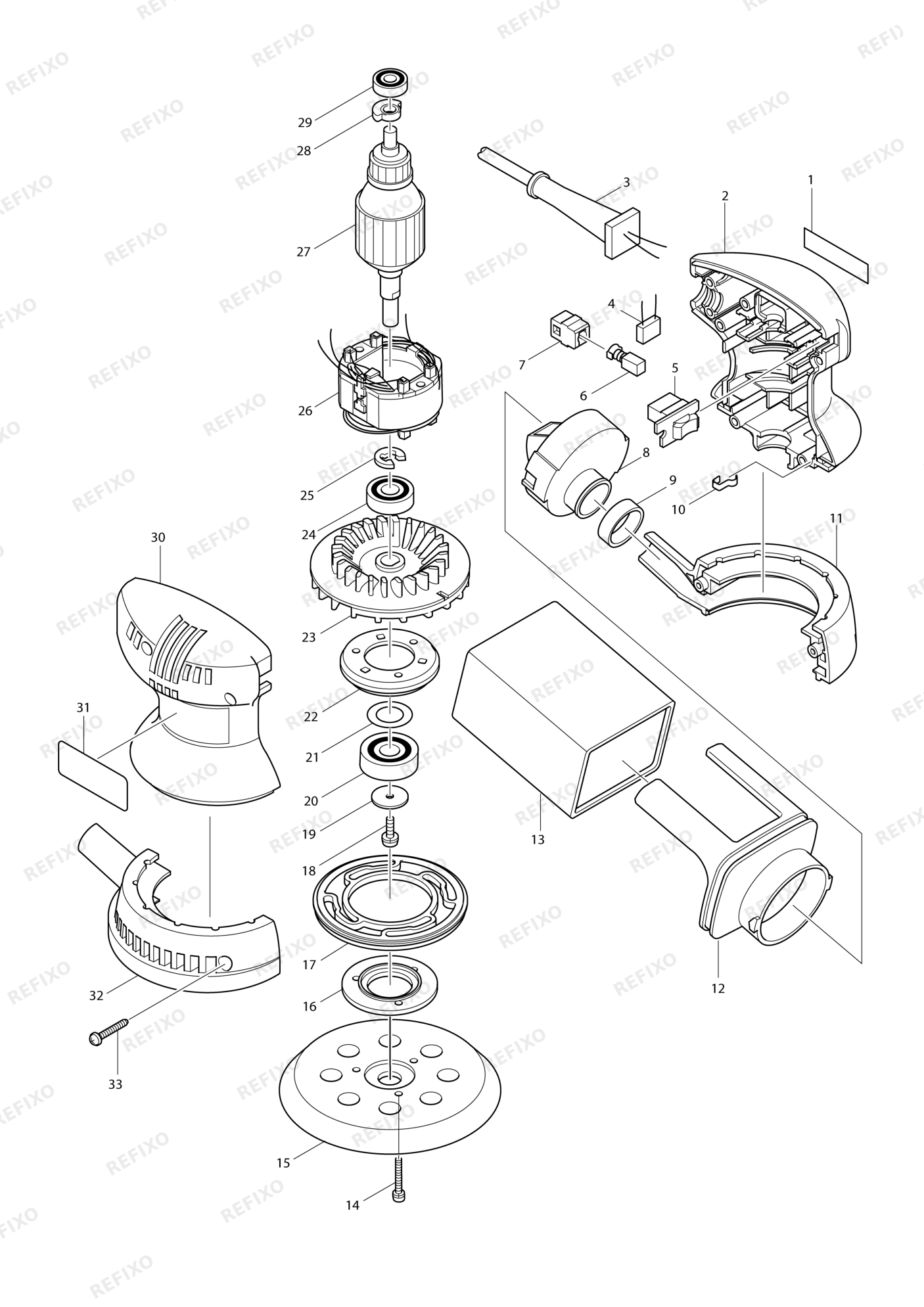MAKITA BO5010 — схема запчастей