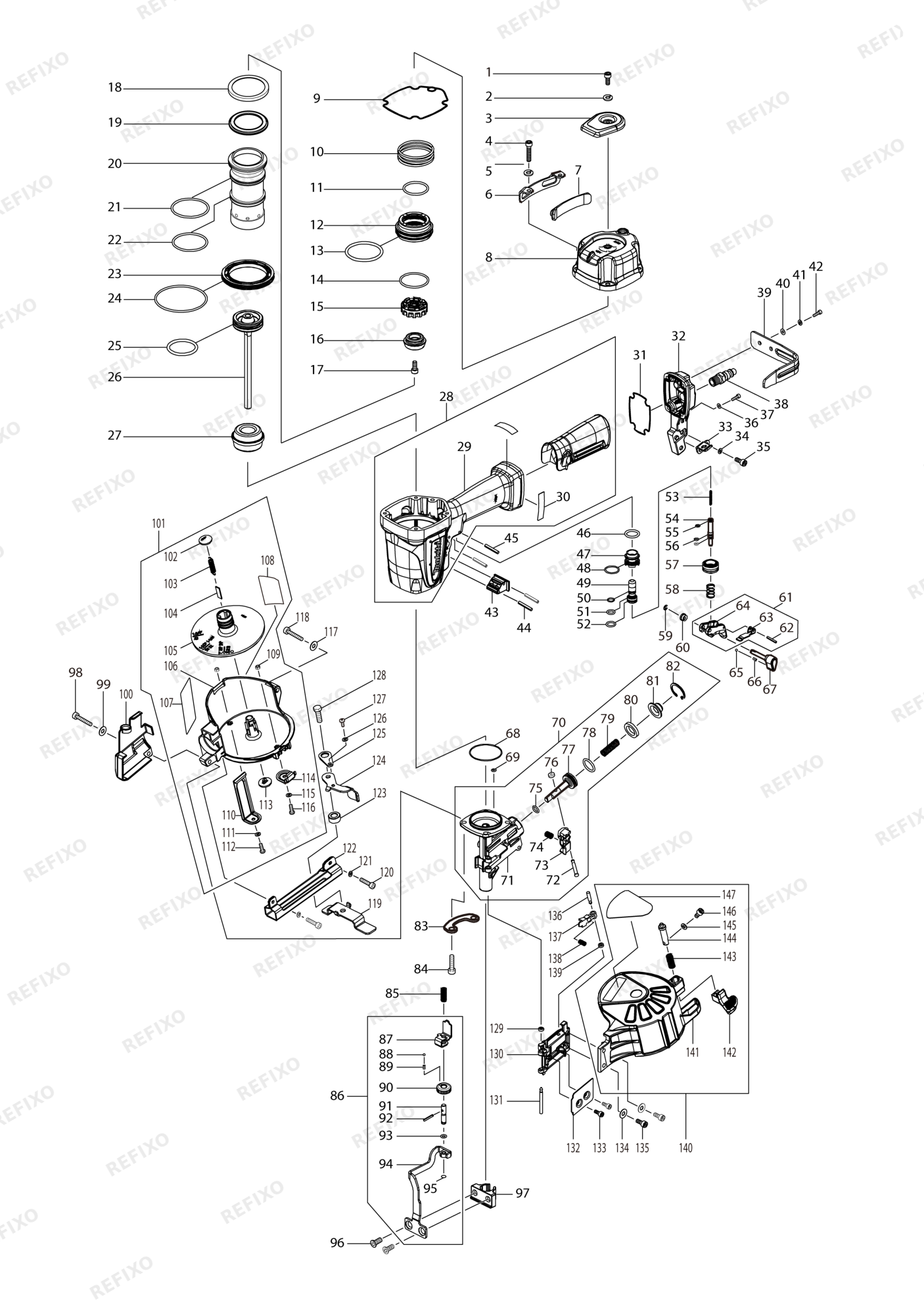 MAKITA AN454 — схема запчастей
