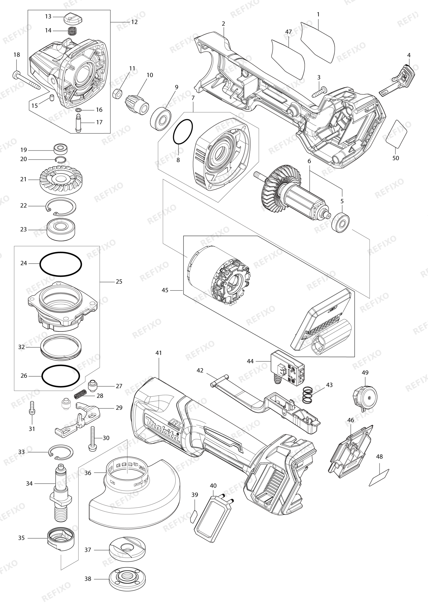 MAKITA GA028G — схема запчастей