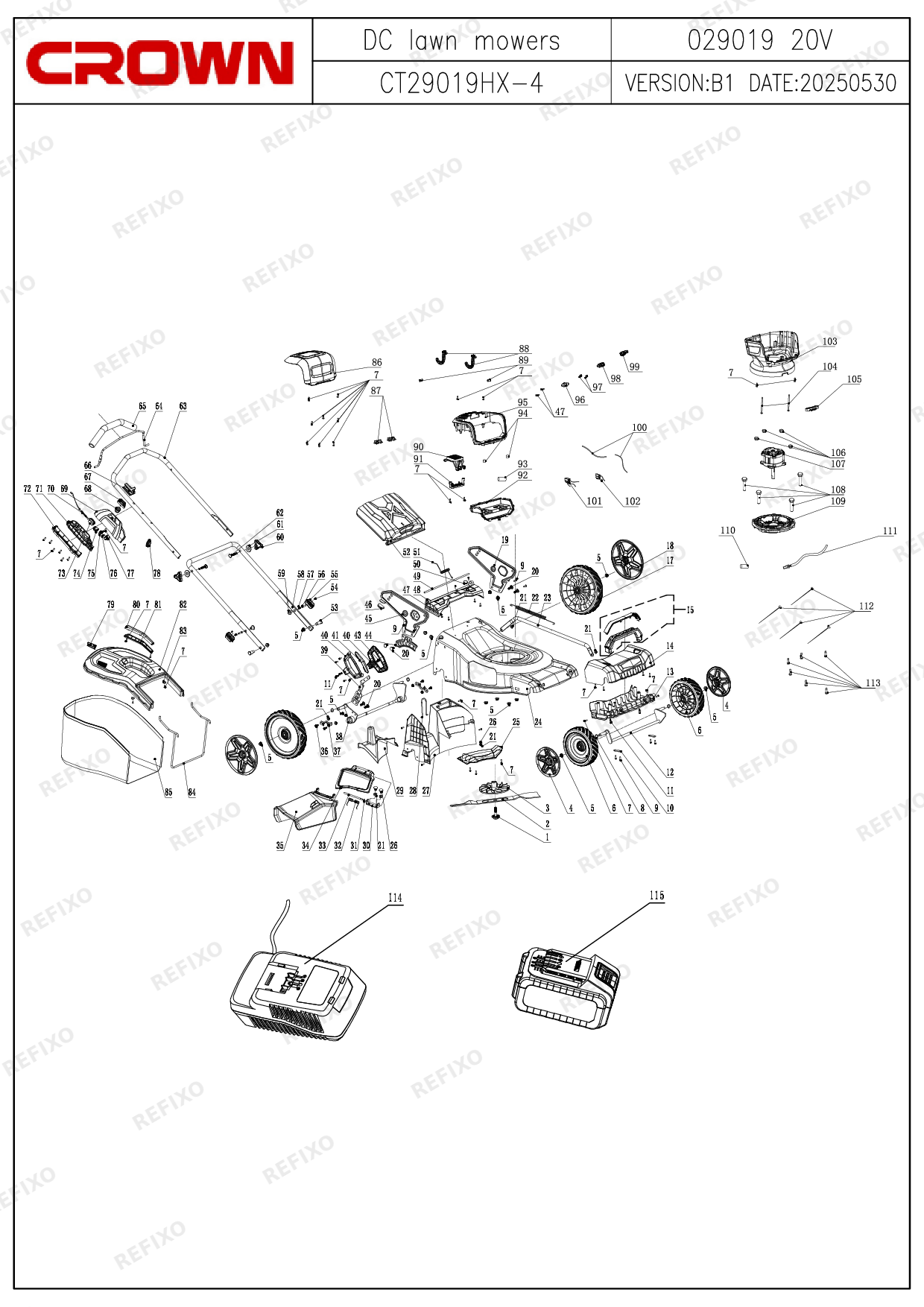 CROWN CT29019HX — схема запчастей