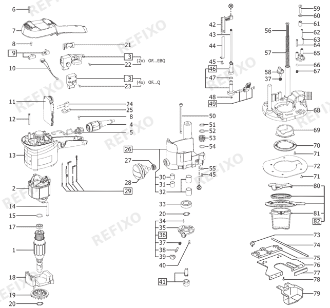 Festool OF 1010 EBQ-Plus - фрезер 574233 — схема запчастей