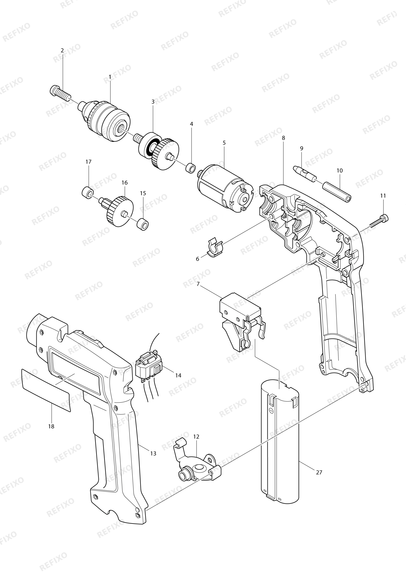MAKITA 6071D — схема запчастей