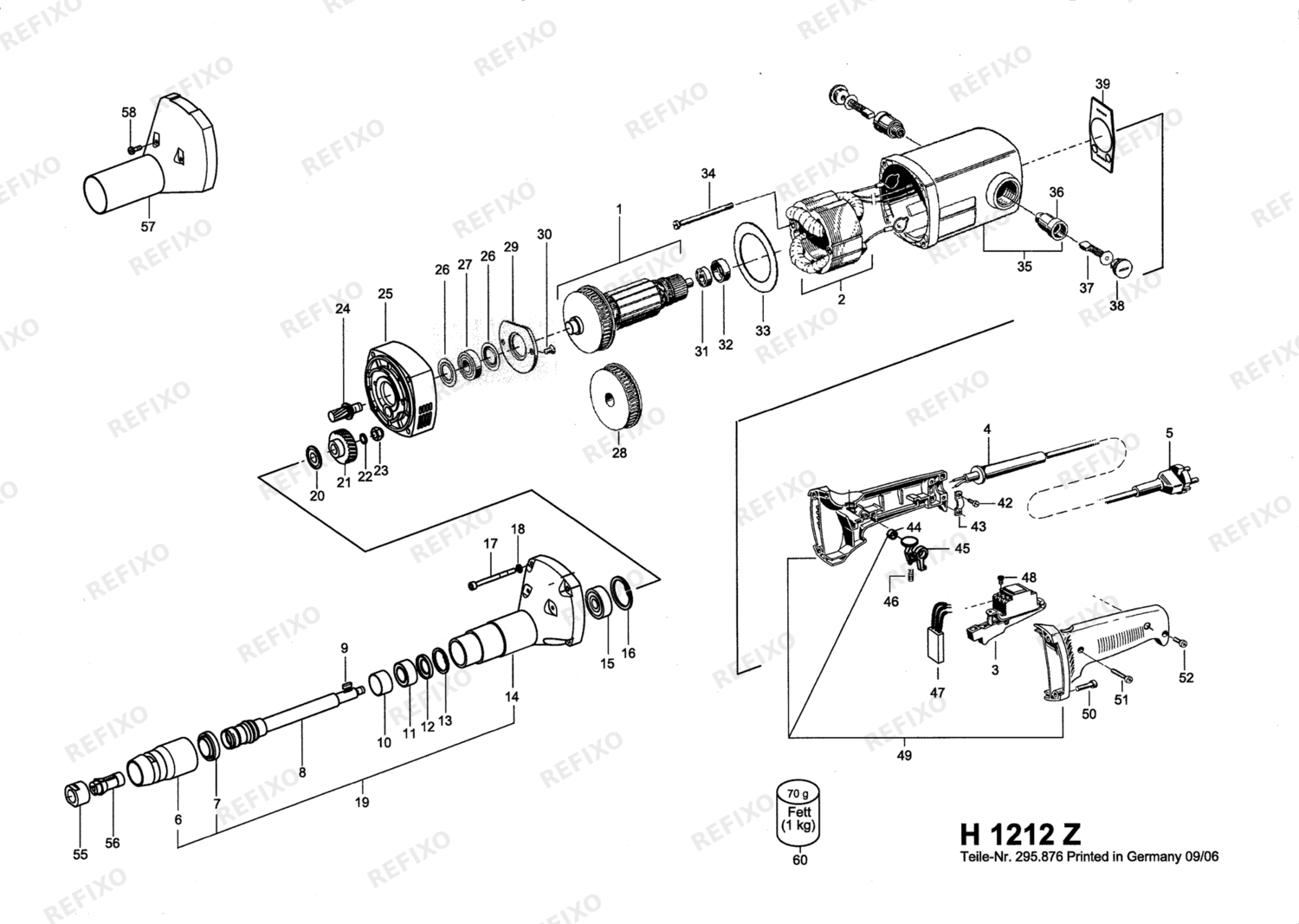 Flex H 1212 Z - 710 Watt Geradschleifer с variablem, 183423 — схема запчастей