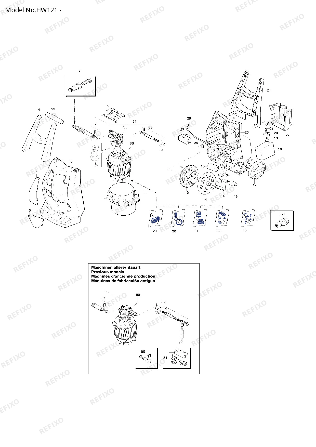 MAKITA HW121 — схема запчастей