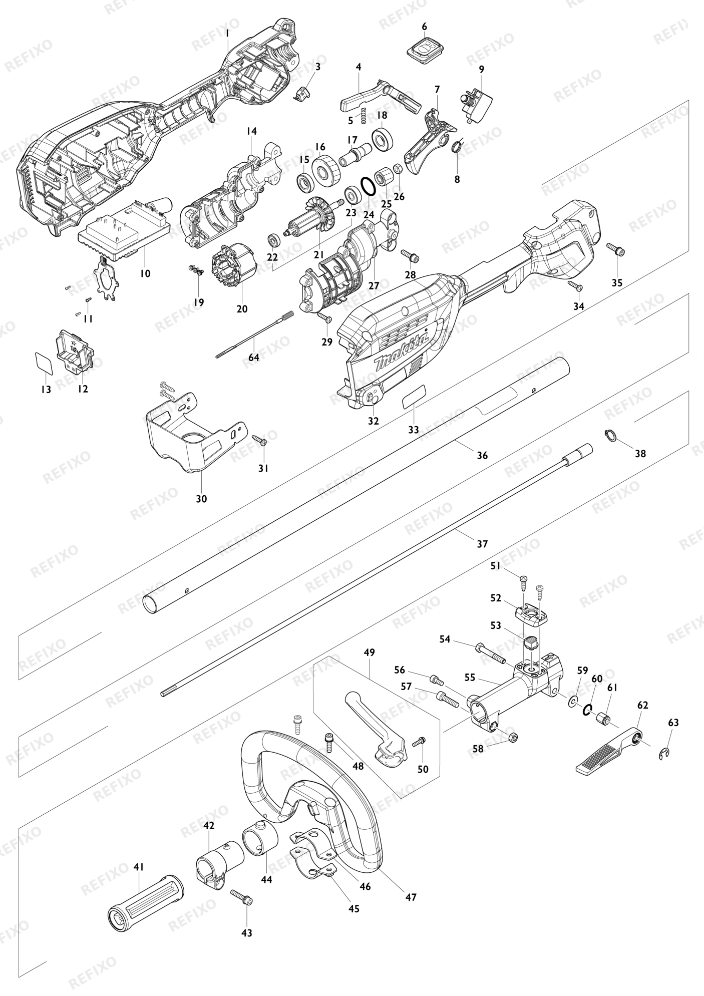 MAKITA DUX18 — схема запчастей