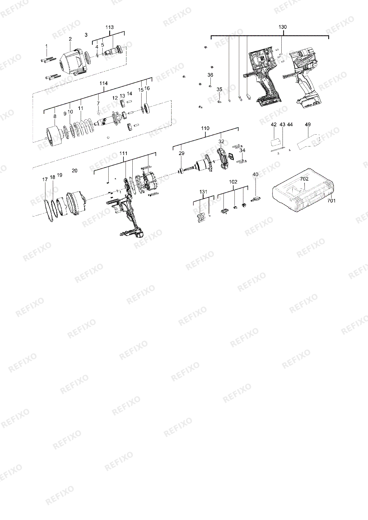 MILWAUKEE M18ONEFHIWF12 0X 4933459726 4000481667 — схема запчастей
