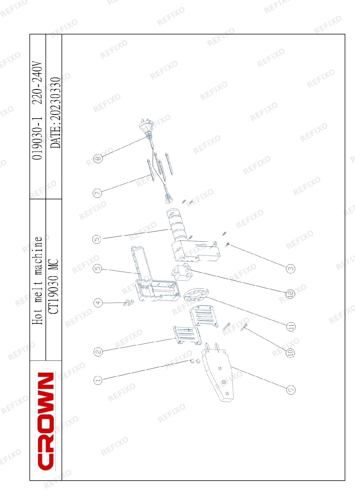 CROWN CT19030 CT19031 — схема запчастей