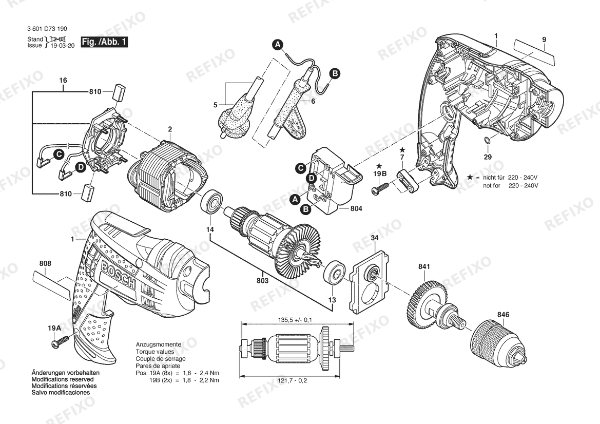 Bosch Дрель GBM 10 | 230 V | 021 - IL (3 601 D73 190) — схема запчастей