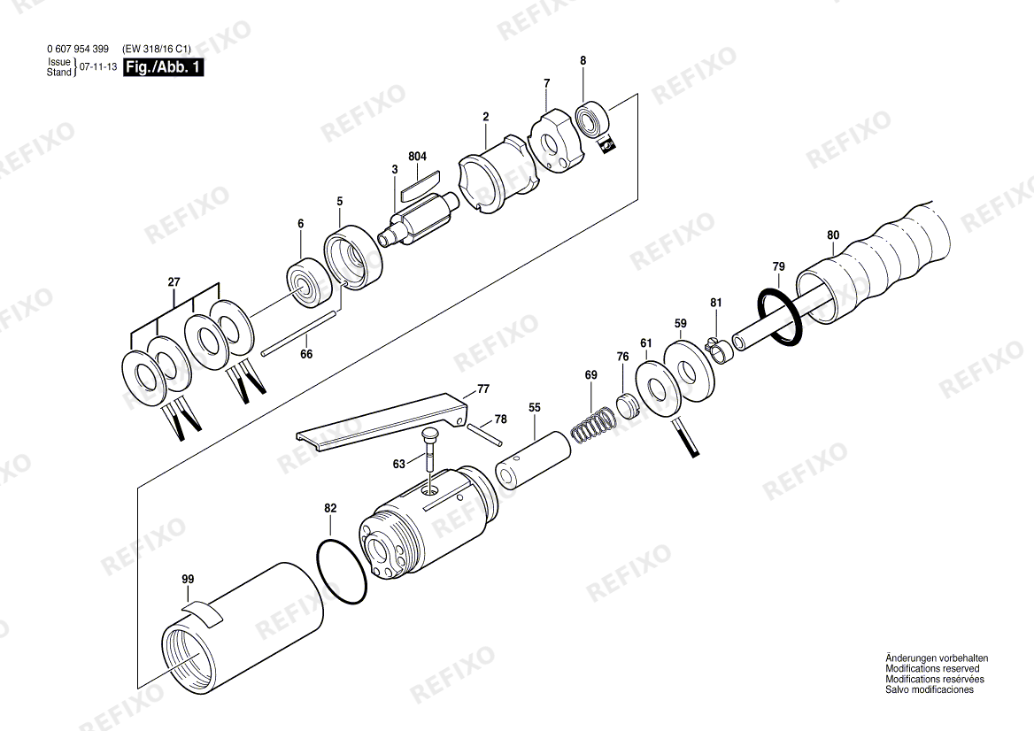 Bosch Einbaumotor 120 WATT-SERIE (0 607 954 399) — схема запчастей