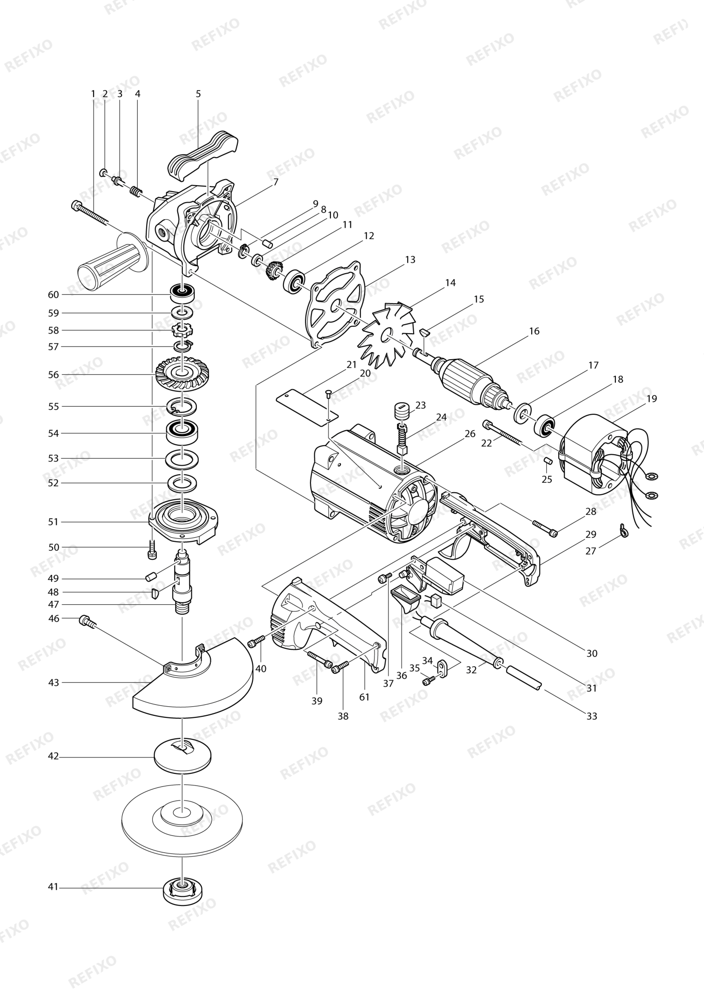 MAKITA 9609HB — схема запчастей