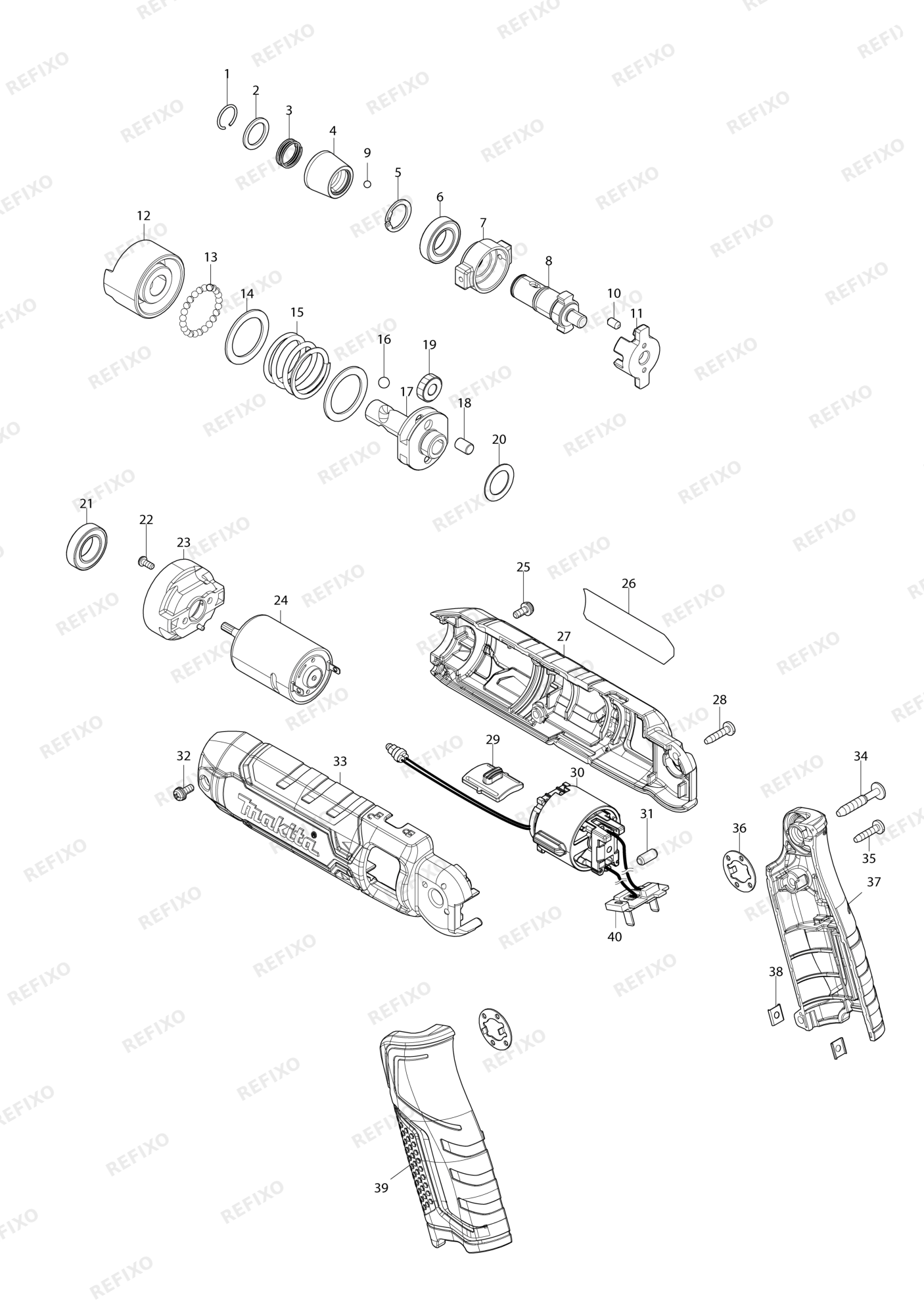 MAKITA TD023D — схема запчастей