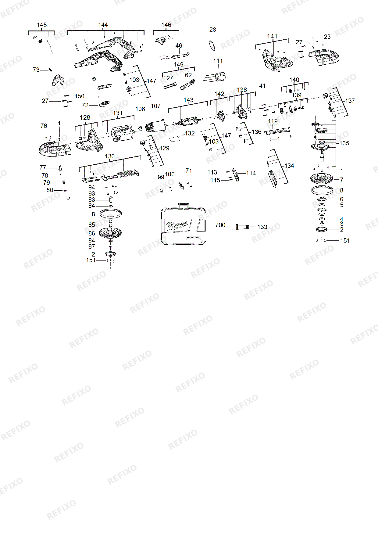 MILWAUKEE BS125 220 240V 4933448245 4000477024 — схема запчастей