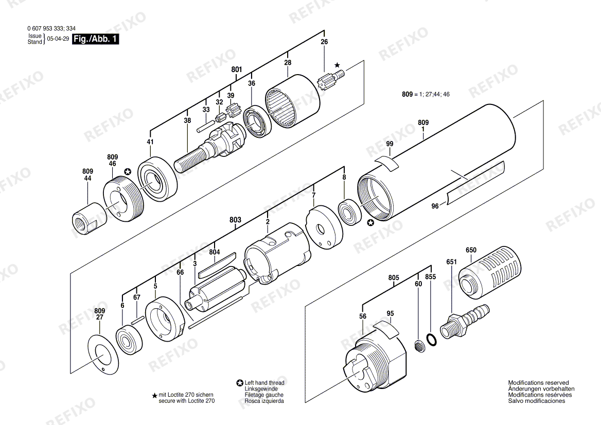 Bosch Einbaumotor 180 WATT-SERIE (0 607 953 334) — схема запчастей