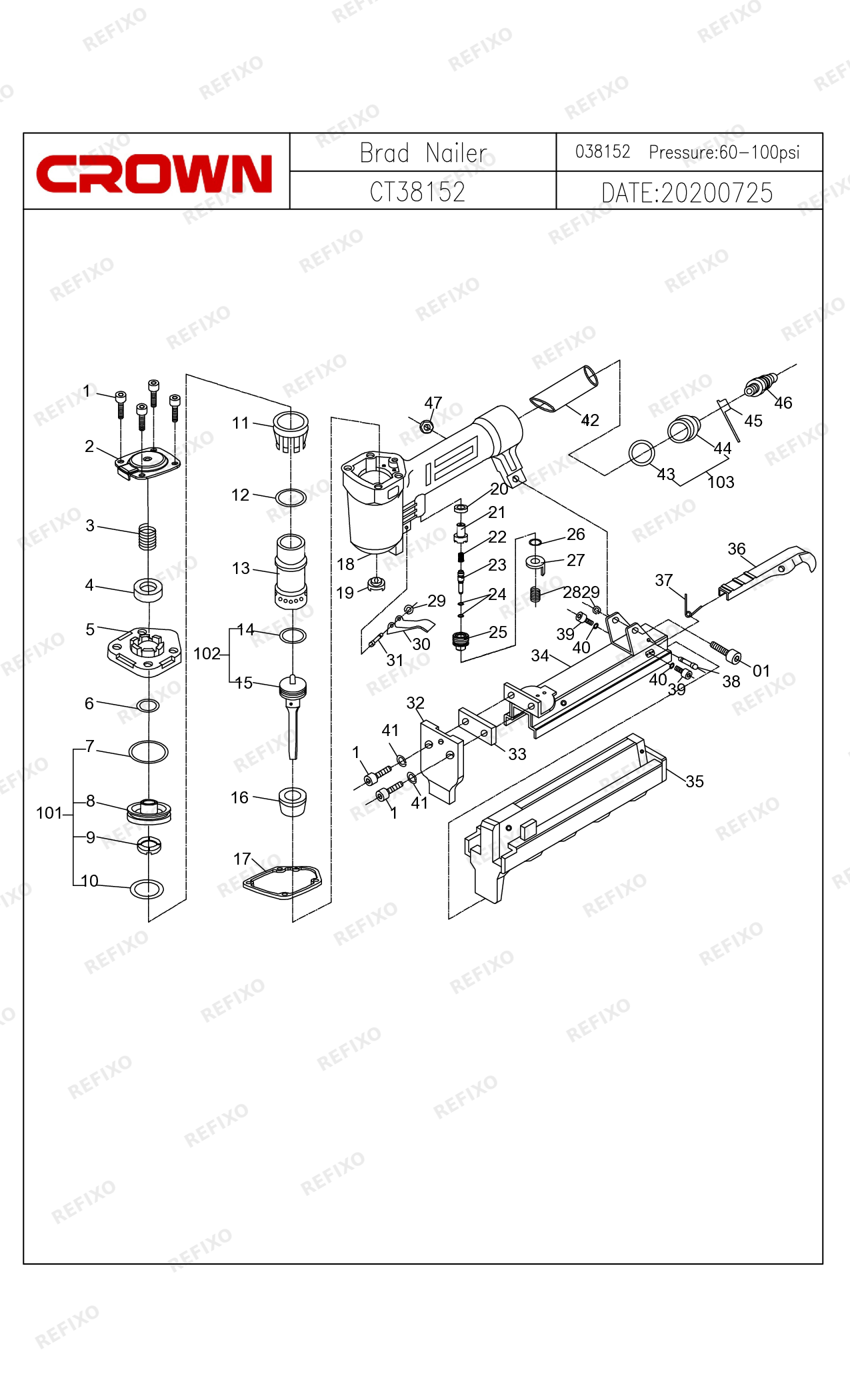 CROWN CT38152 — схема запчастей
