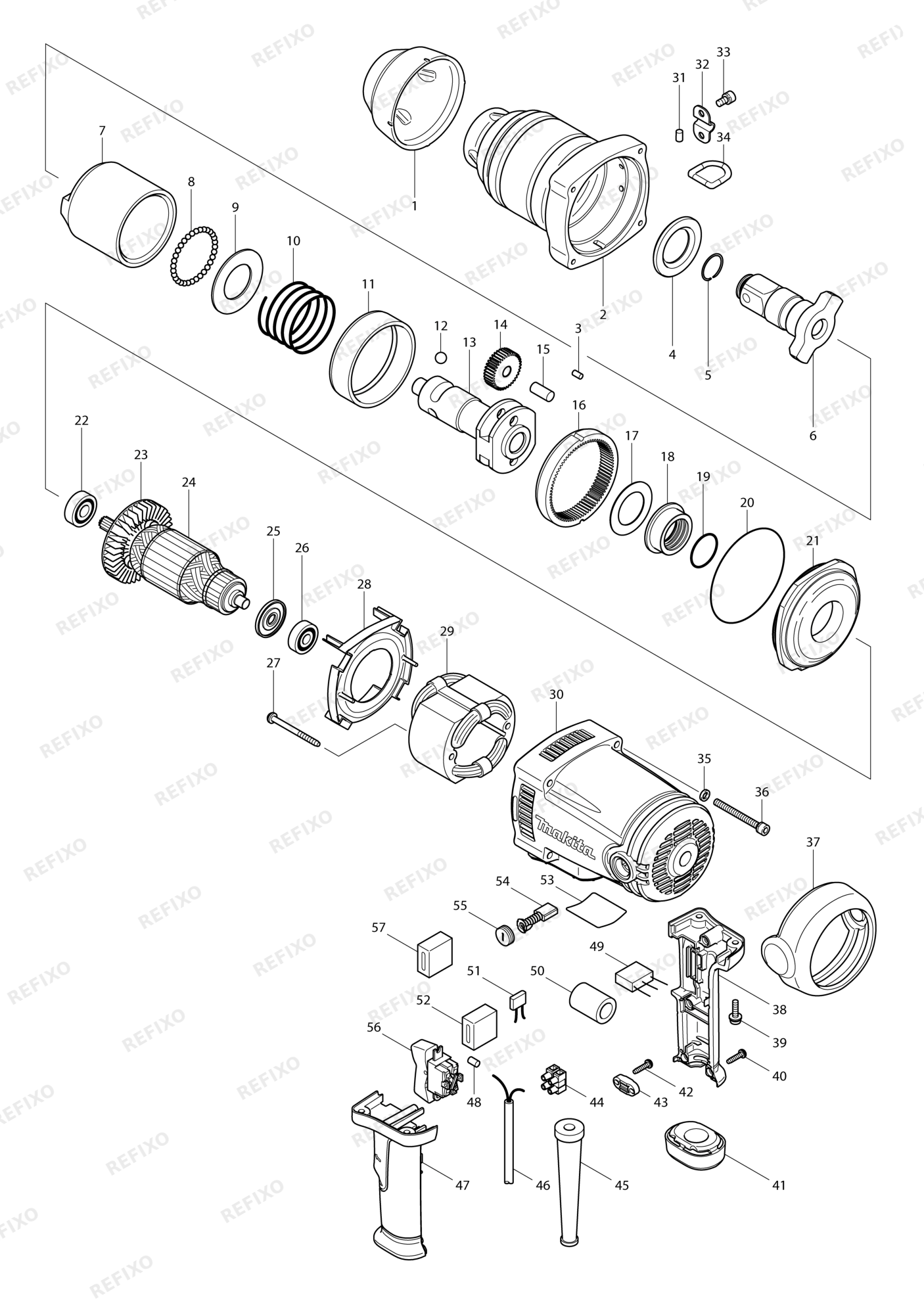 MAKITA TW1000 — схема запчастей