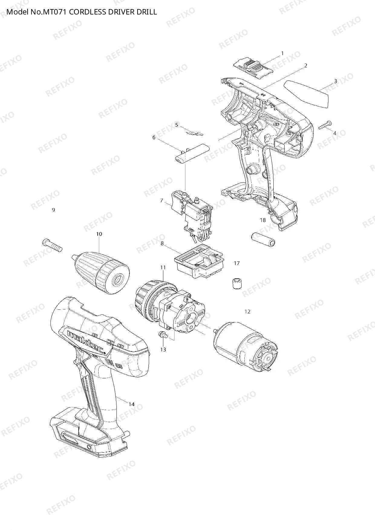 MAKITA MT071 — схема запчастей