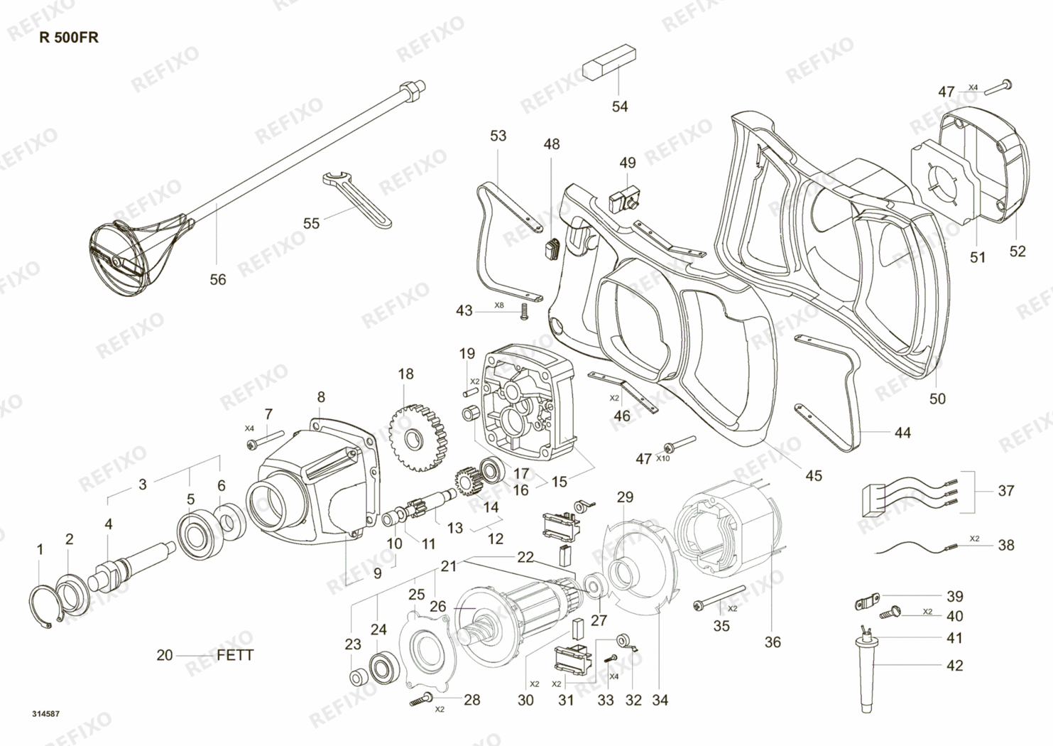 Flex R 500 FR 230CEE 314587 — схема запчастей