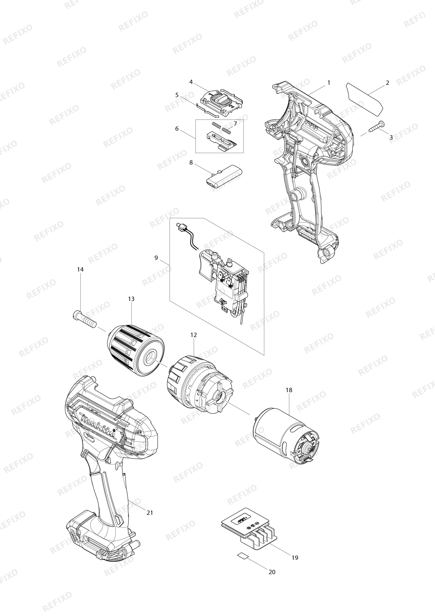 MAKITA DF333D — схема запчастей