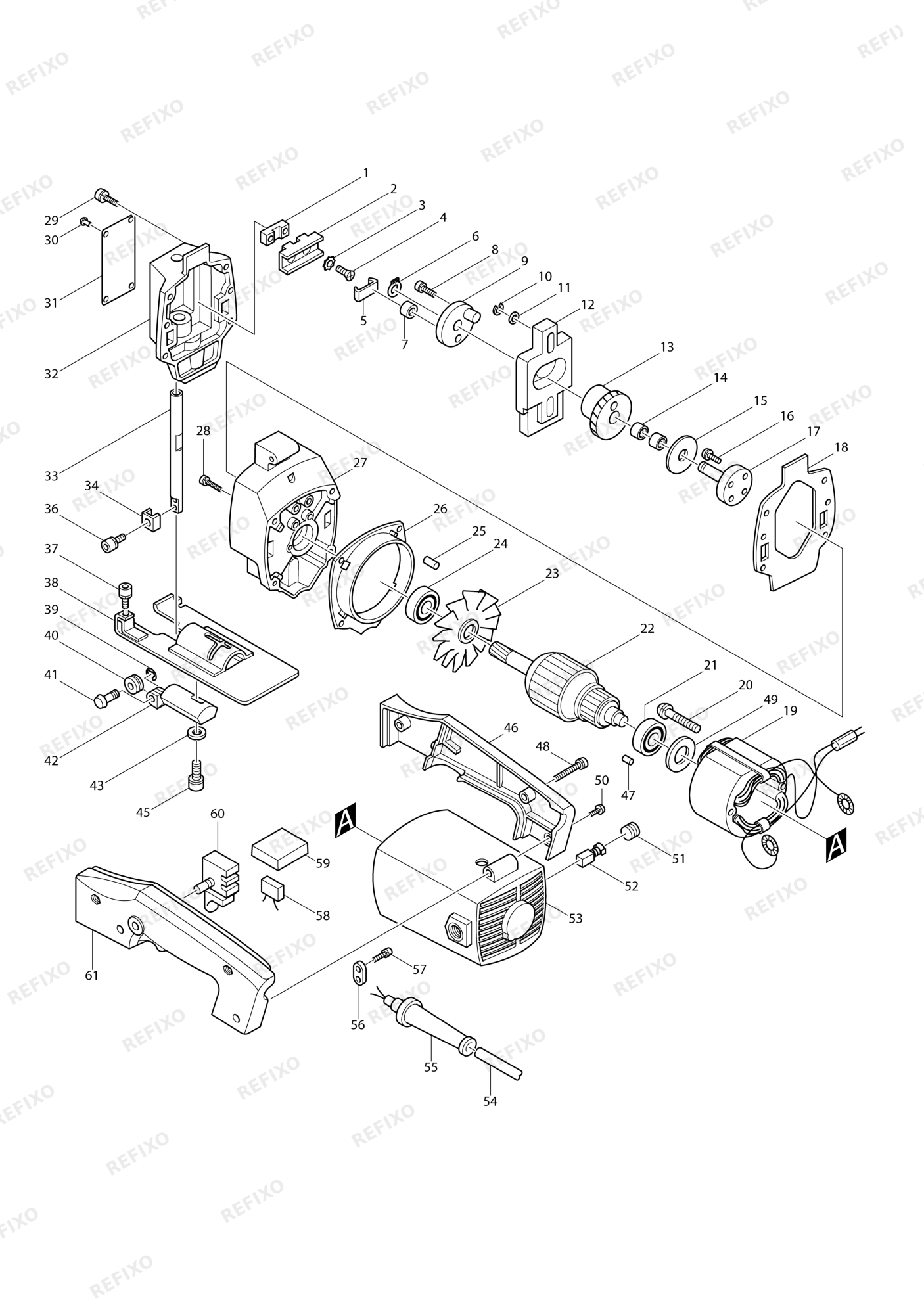 MAKITA 4300BV — схема запчастей