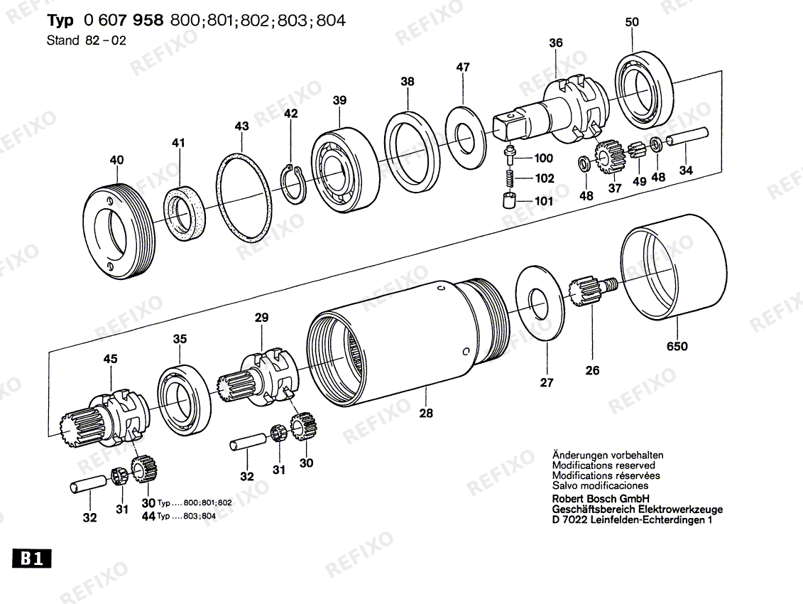 Bosch Planetengetriebe 740 WATT-SERIE (0 607 958 802) — схема запчастей