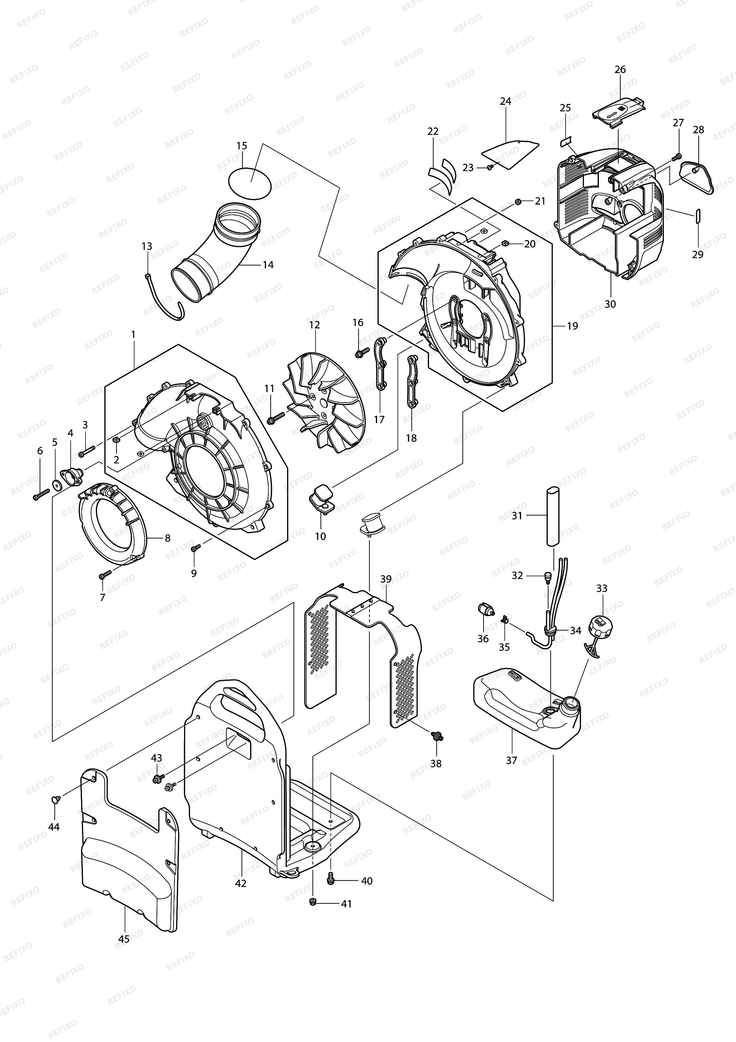 MAKITA BBX7600 — схема запчастей