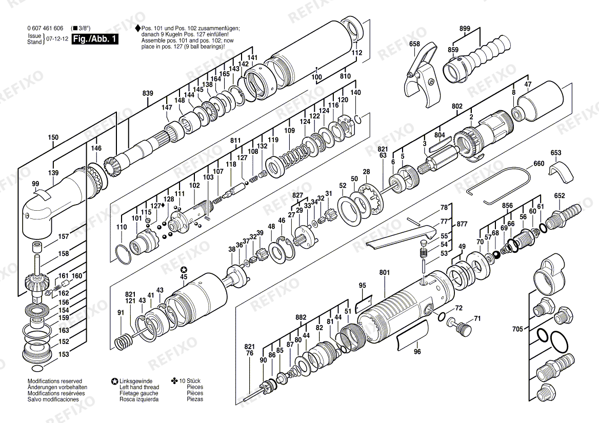 Bosch Pw-Winkelschrauber-Ind 400 WATT-SERIE (0 607 461 606) — схема запчастей