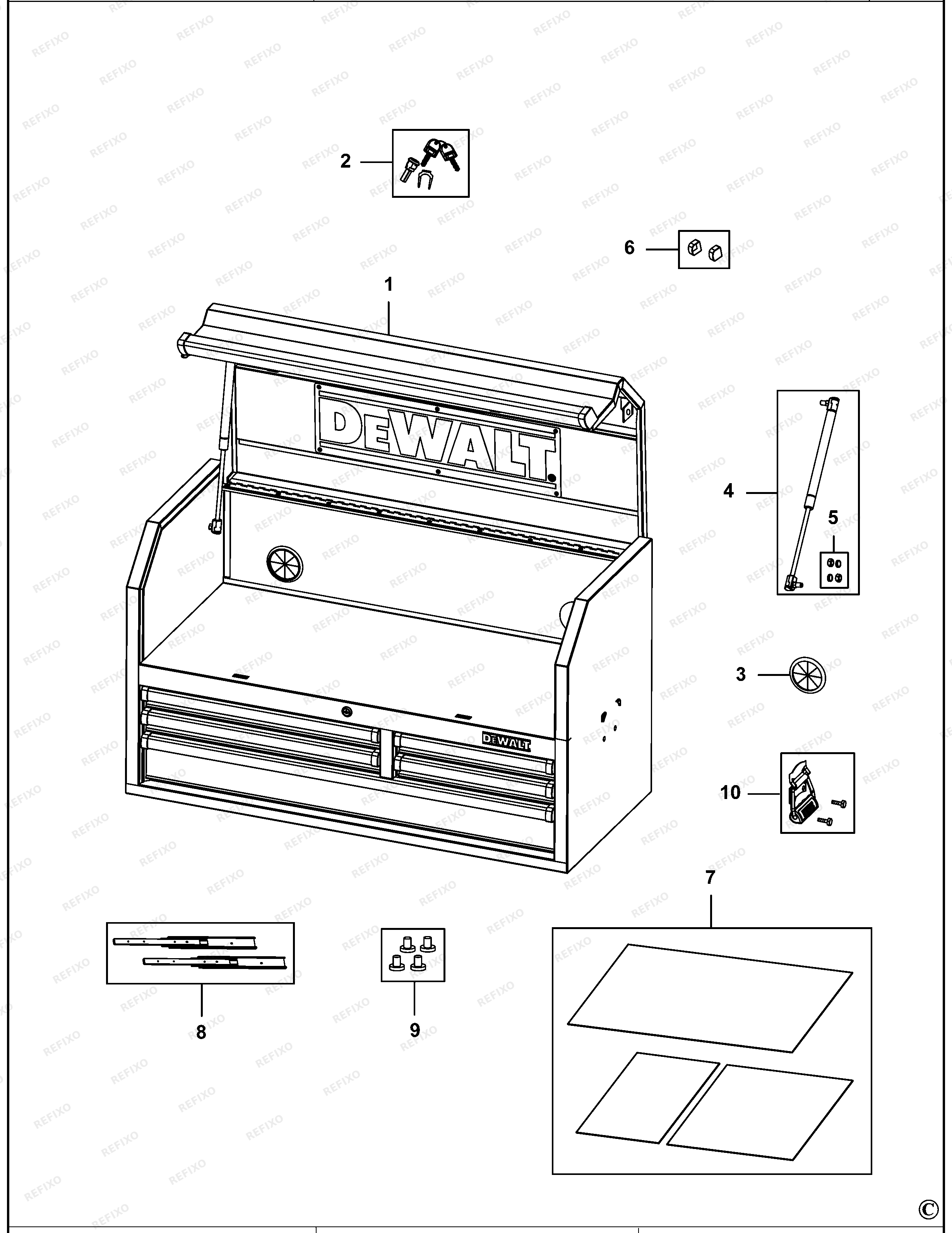 DeWalt РАБОЧАЯ СТАНЦИЯ DWMT1-74433 — схема запчастей
