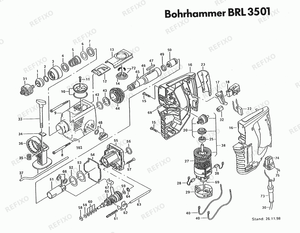 Flex BRL 3501 230CEE - перфоратор 271926 — схема запчастей