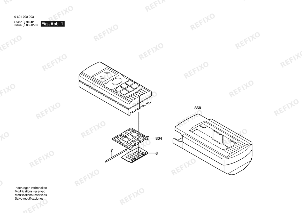 Bosch Entfernungsmesser DLE 30 | 001 - EU (0 601 098 003) — схема запчастей