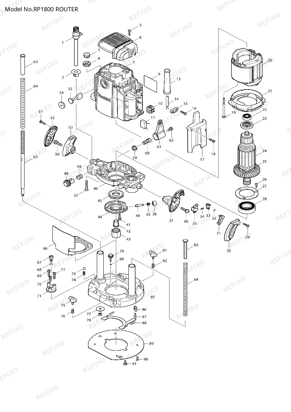 MAKITA RP1800 — схема запчастей