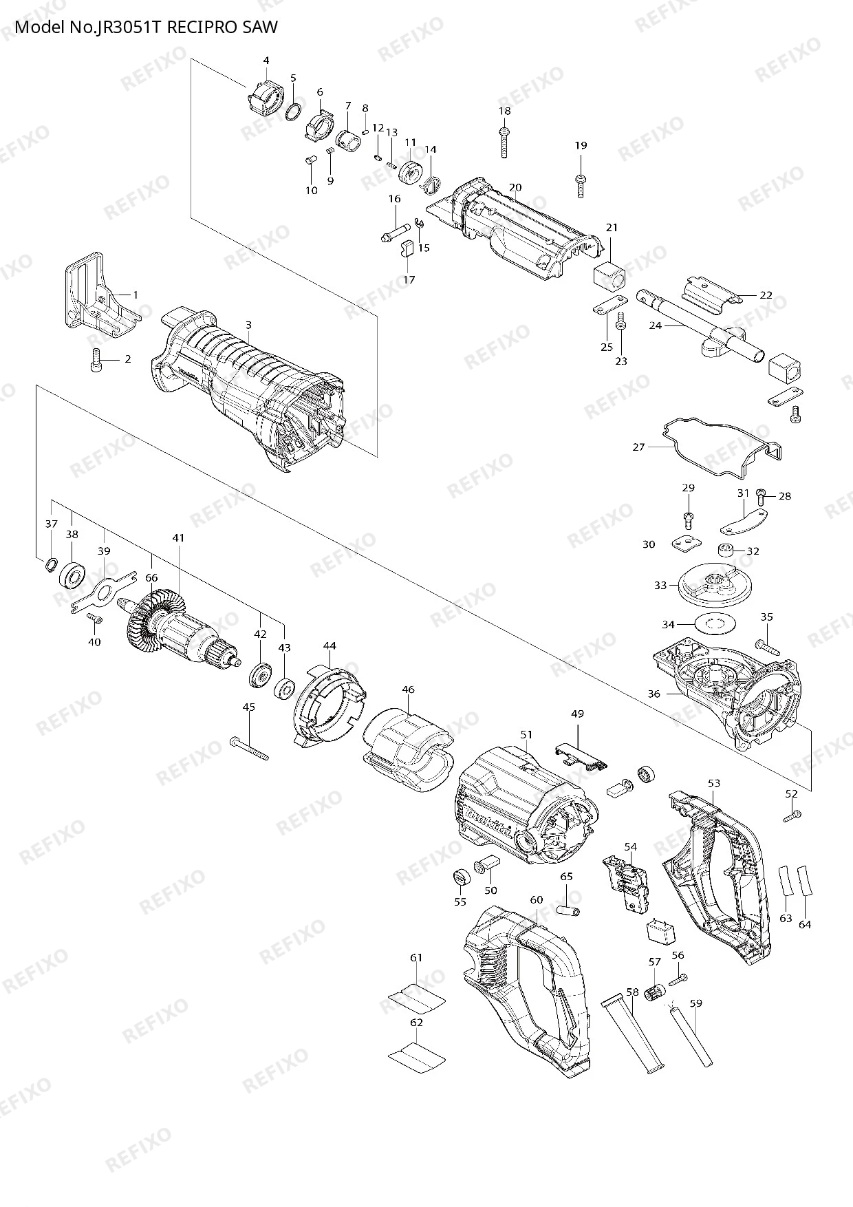 MAKITA JR3051T — схема запчастей