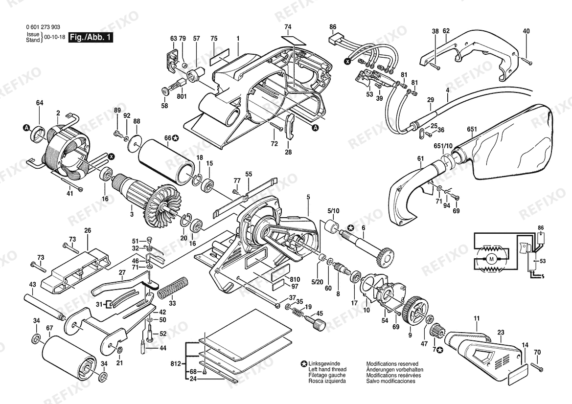 Bosch Ленточная шлифмашина BELT SANDER | 240 V | 027 - AU (0 601 273 937) — схема запчастей