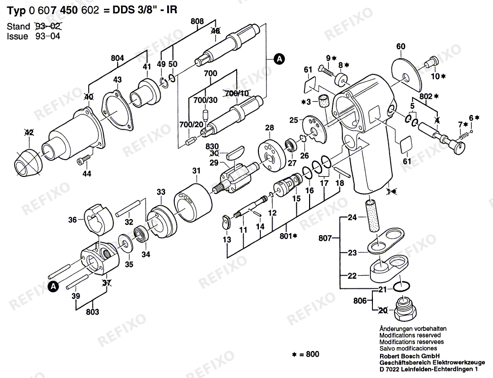 Bosch Schlagschrauber DDS 3/8" (0 607 450 602) — схема запчастей