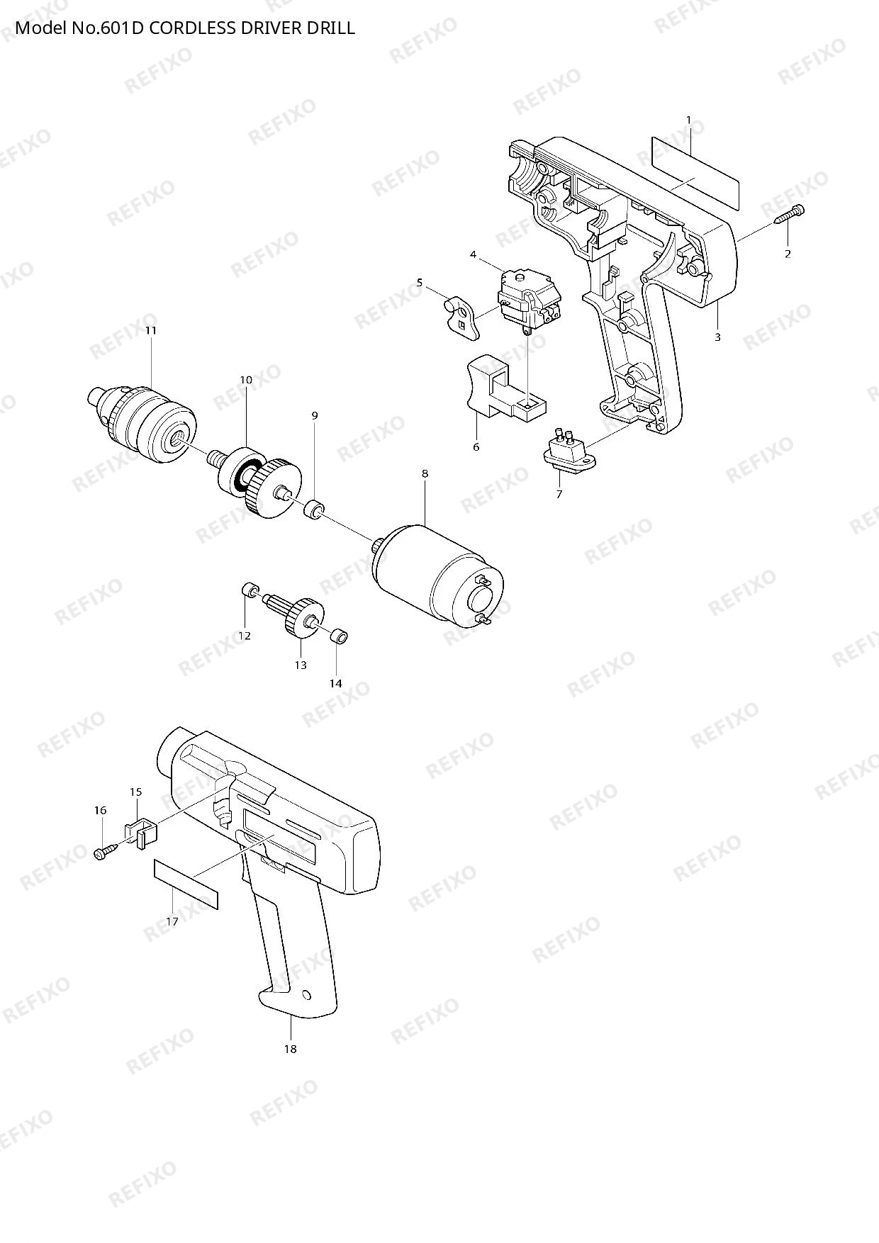 MAKITA 601D — схема запчастей