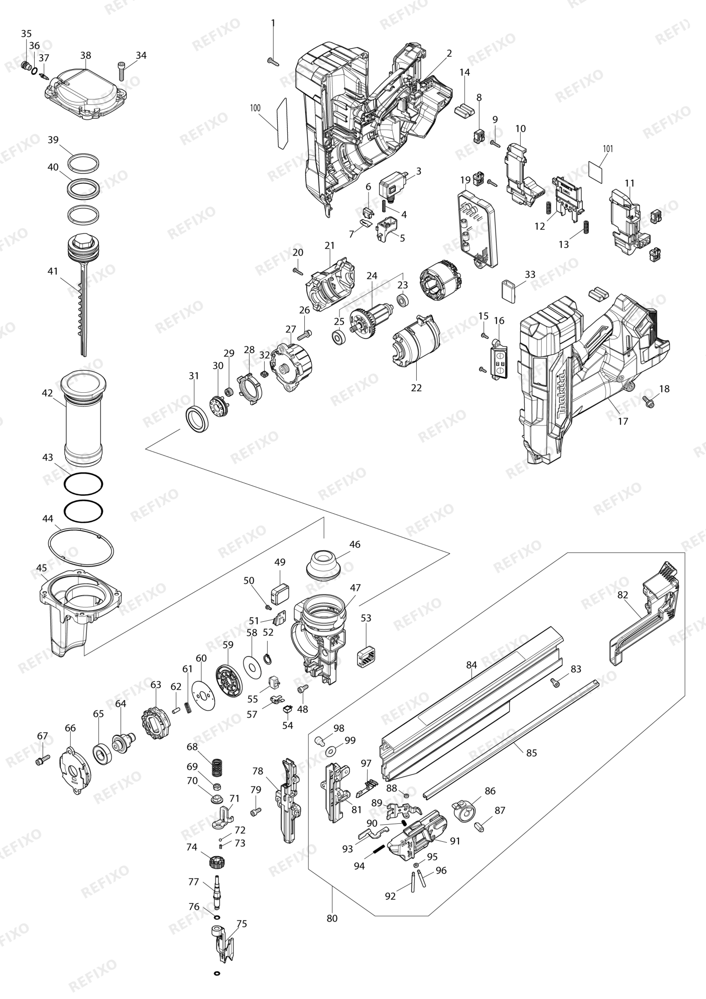 MAKITA DBN901 — схема запчастей