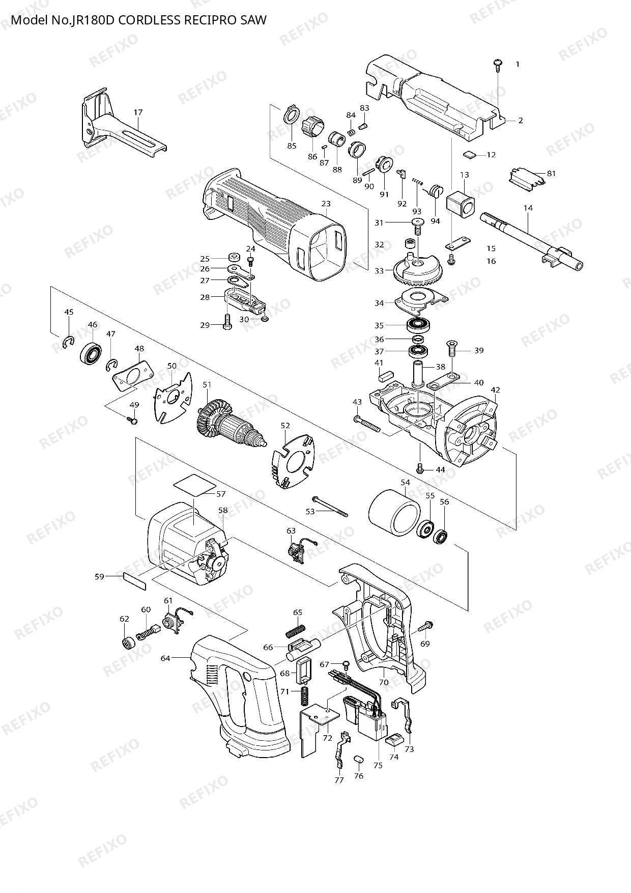 MAKITA JR180D — схема запчастей