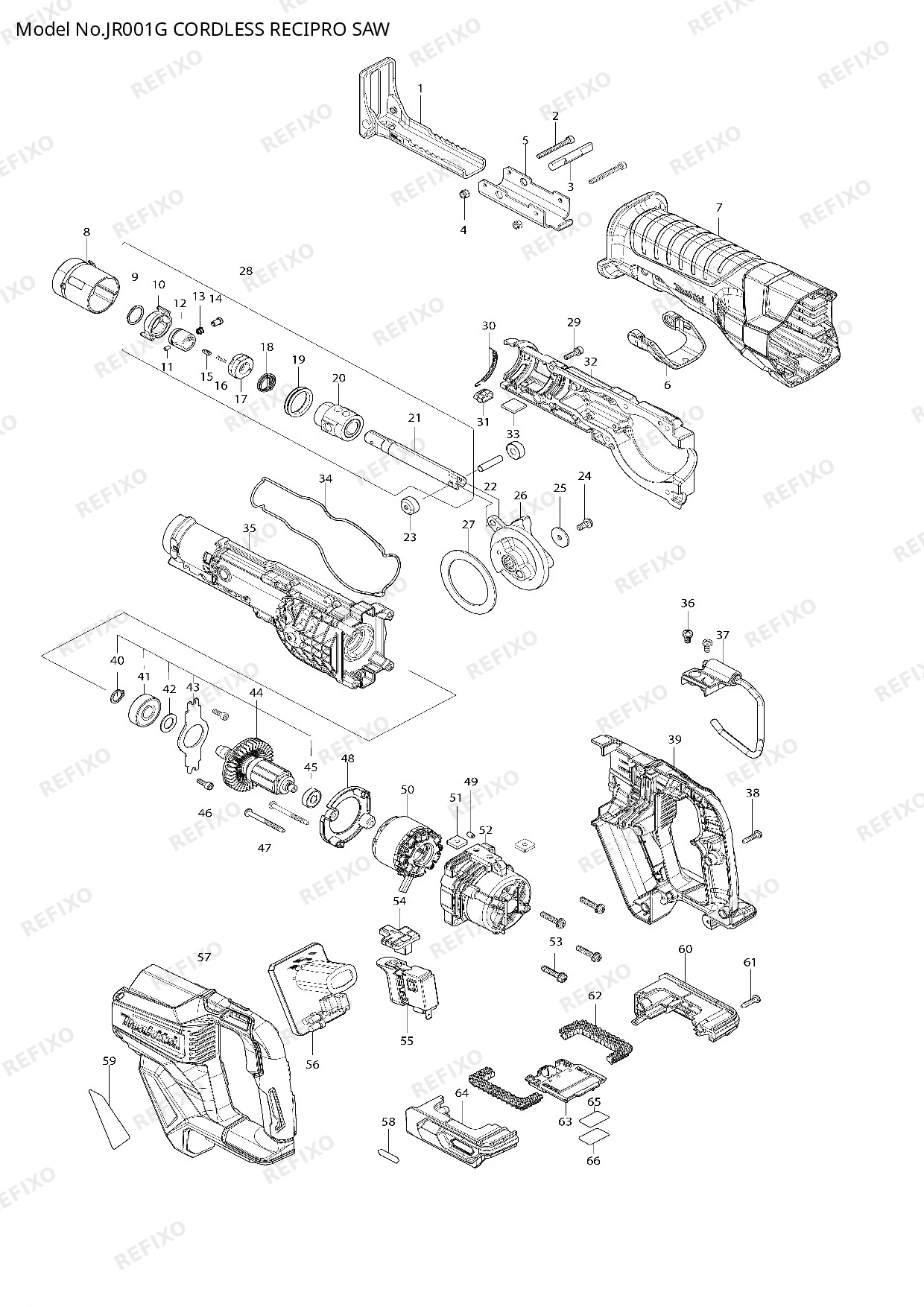 MAKITA JR001G — схема запчастей