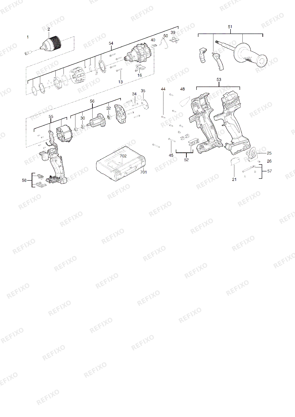 MILWAUKEE M18ONEPD2 502X 4933464527 4000469205 — схема запчастей