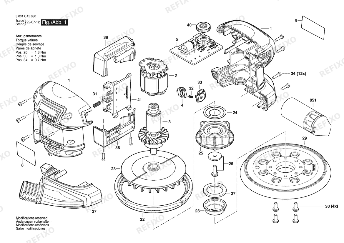 Bosch Эксцентриковая шлифмашина GEX 185-LI | 18 V | 026 - AS (3 601 CA5 080) — схема запчастей