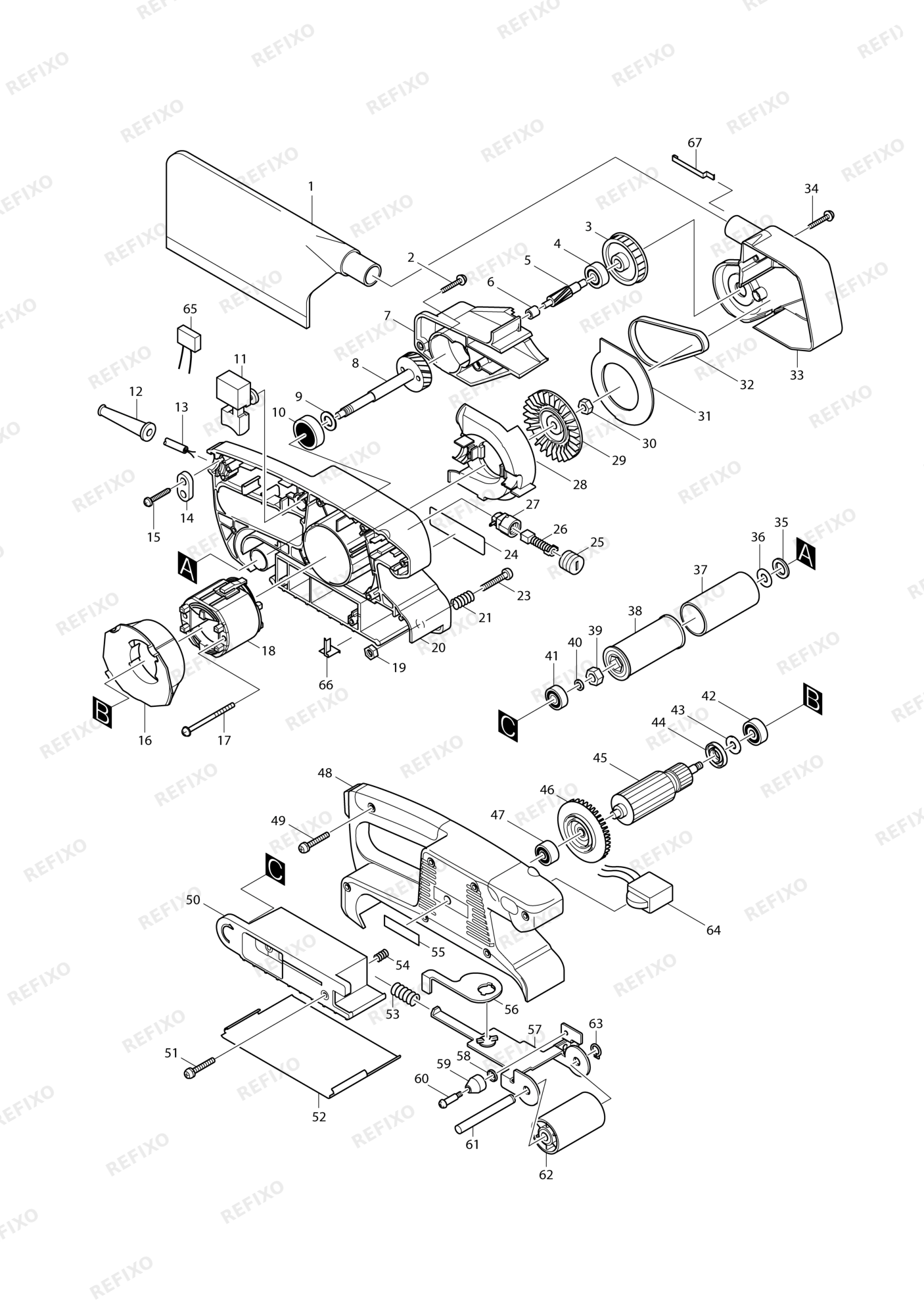 MAKITA 9911 — схема запчастей