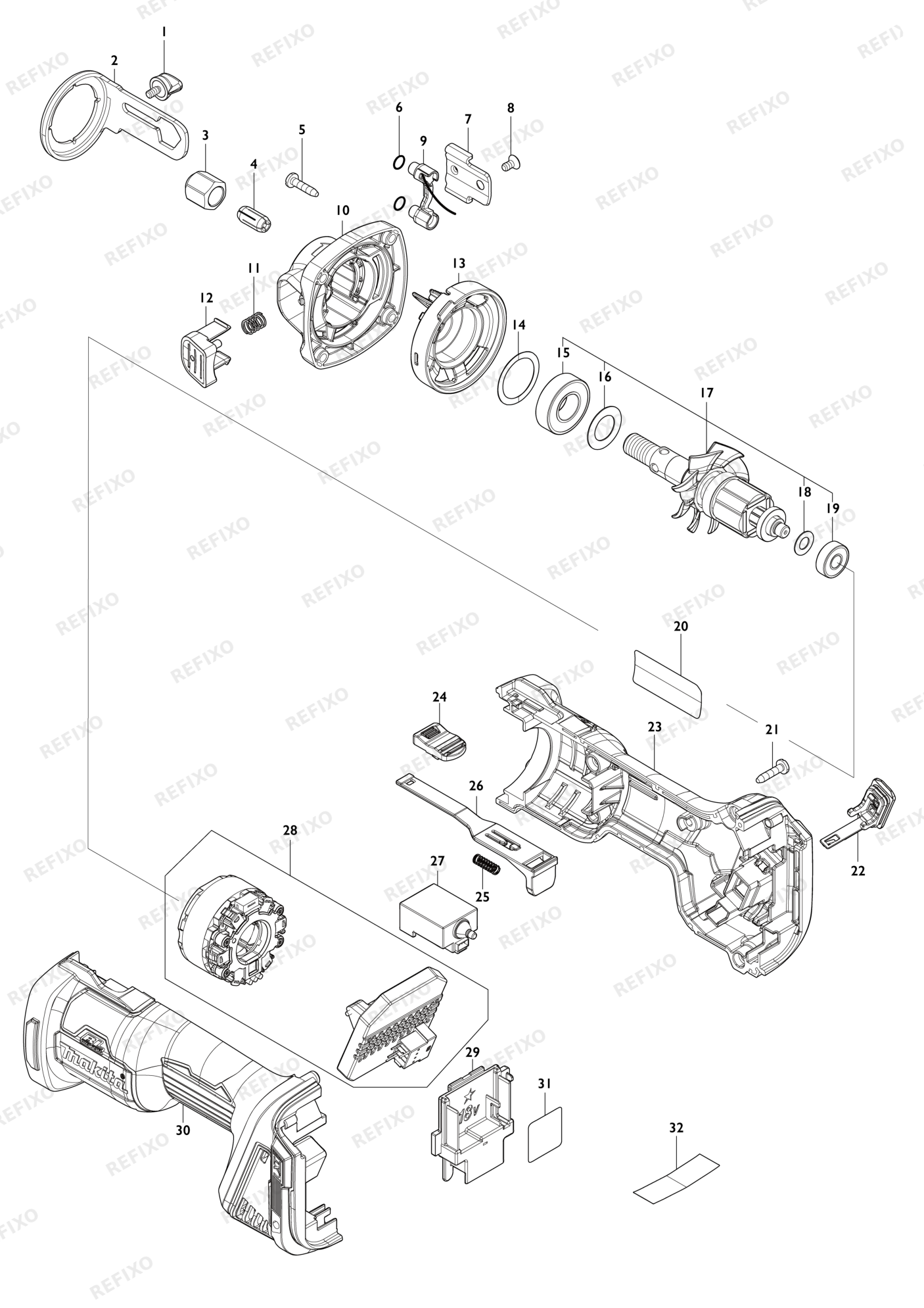 MAKITA DCO181 — схема запчастей