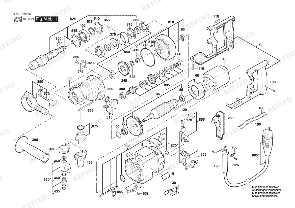 Bosch Diamantbohrmaschine GDB 180 WE | 110 V | 036 - GB (3 601 A89 860) — схема запчастей