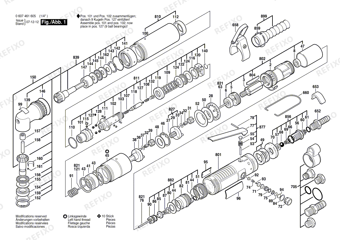 Bosch Pw-Winkelschrauber-Ind 400 WATT-SERIE (0 607 461 605) — схема запчастей