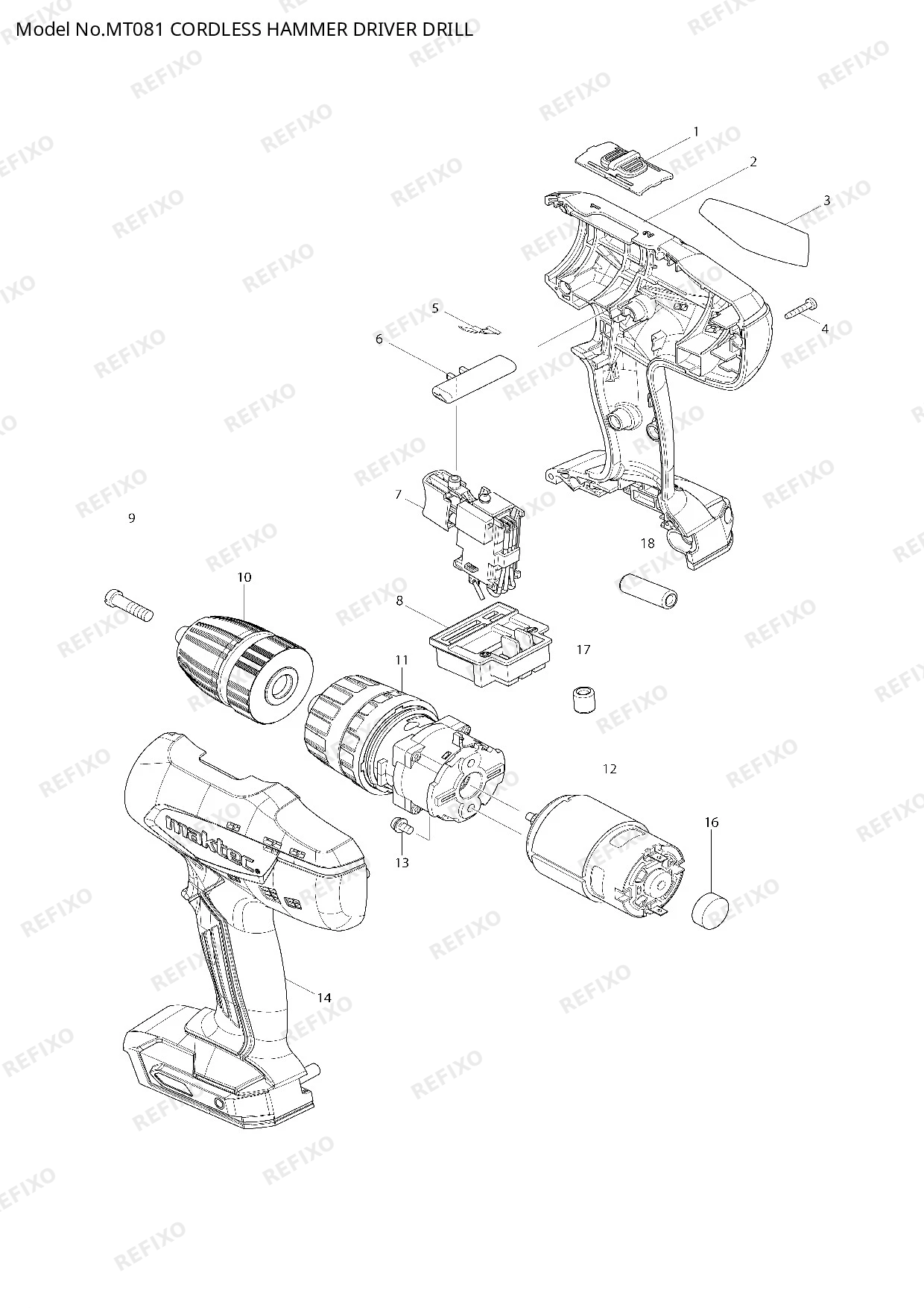 MAKITA MT081 — схема запчастей